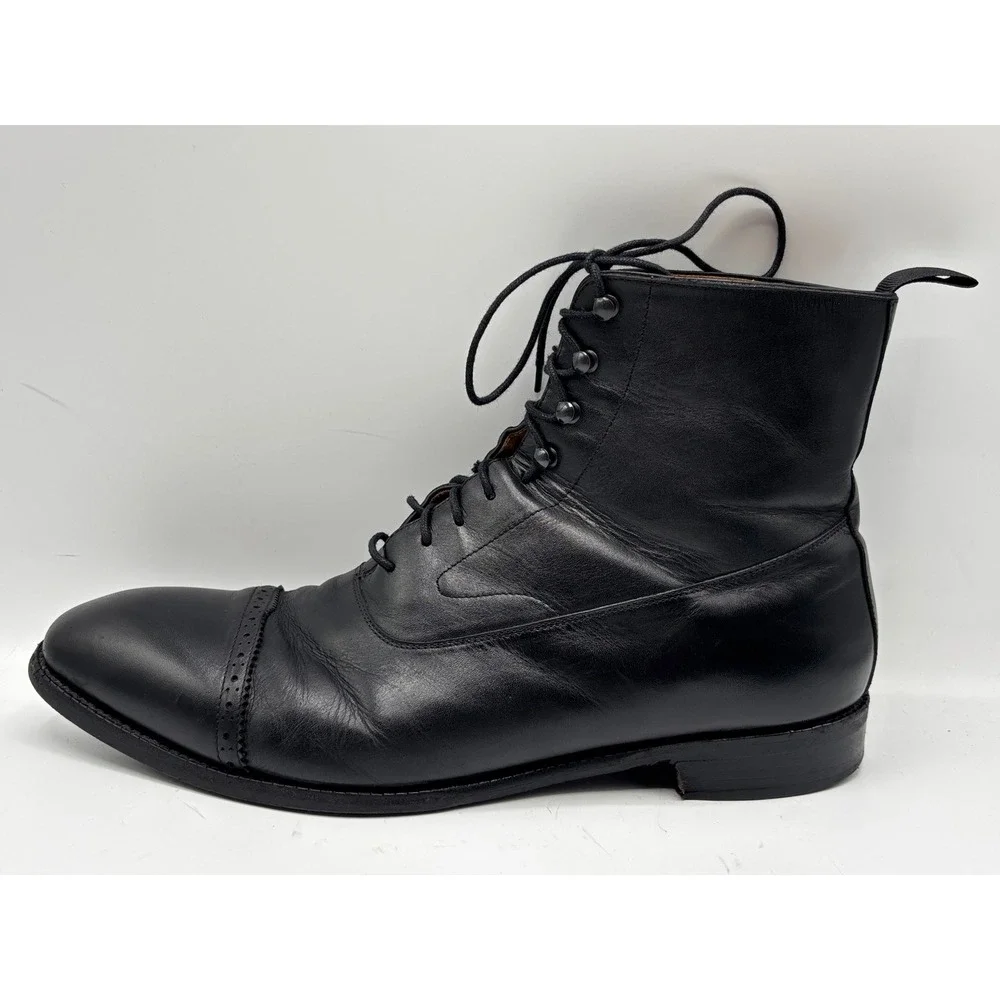 Beckett Simonon Men's Black Leather Cap Toe Lace-Up Dress Boots Size 11.5